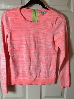 Milly Neon Spacedye Pink Sweater with Exposed Back Zipper - Size S